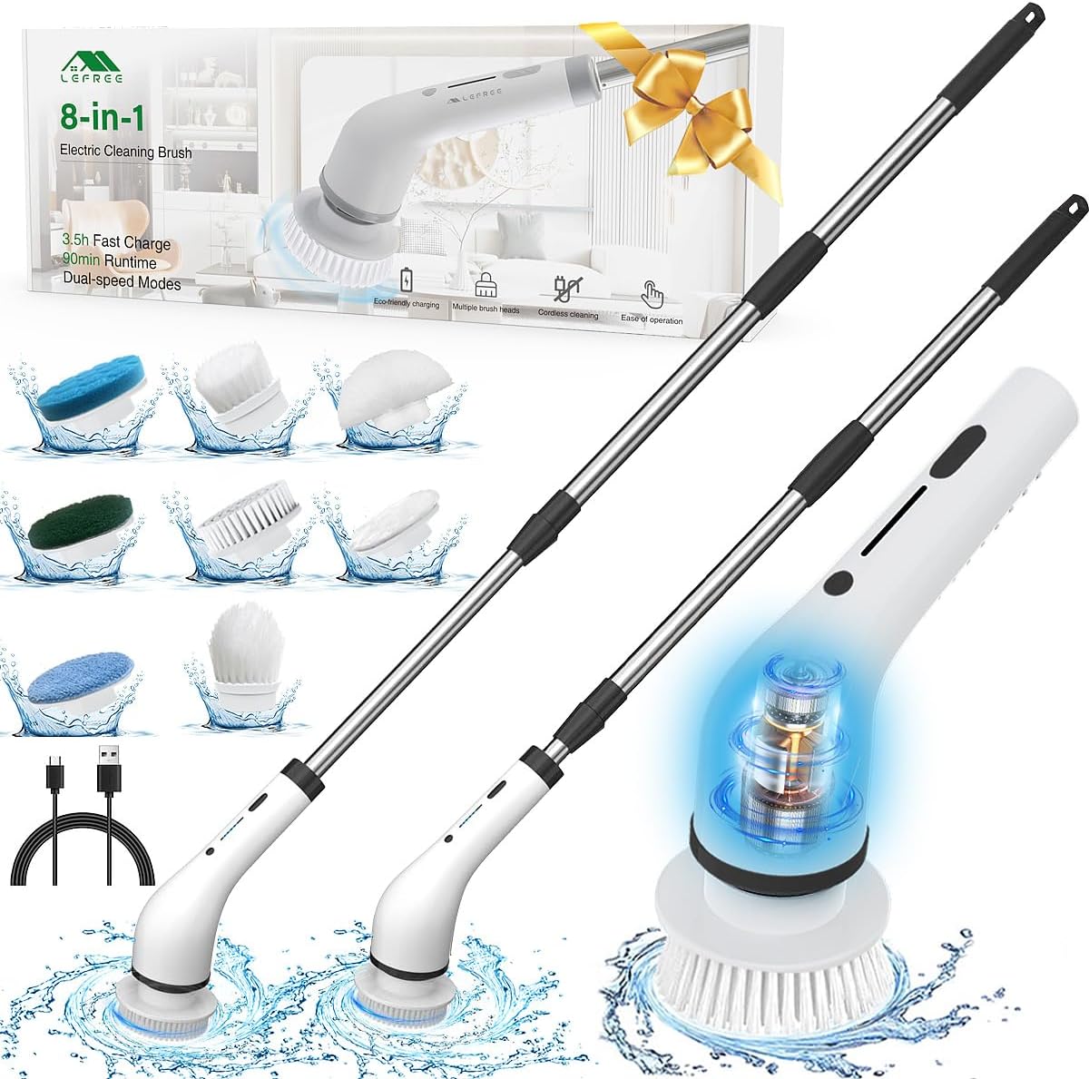 Electric Spin Scrubber, Electric Cleaning Brush 5-in-1 Handheld Kitchen  Cleaner Cordless Spin Scrubber, Power Scrubber Bathroom Rechargeable Scrub  Brush, Automatic rotating power cleaning brush Scrubber For Cleaning