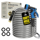 Metal Garden Hose 100FT/75FT/50FT/25FT，304 Stainless Steel Water Hose