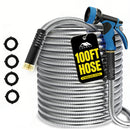 Metal Garden Hose 100FT/75FT/50FT/25FT，304 Stainless Steel Water Hose