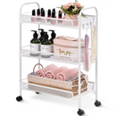 Lefree 3 Tier Rolling Utility Cart Metal Storage Carrier with Wheels White