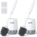 Lefree Silicone Toilet Brush and Holder Set, Toilet Bowl Brush with Ventilated Holder for Bathroom, Floor Standing & Wall Mounted Toilet Scrubber Without Drilling