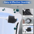 Lefree Silicone Toilet Brush and Holder Set, Toilet Bowl Brush with Ventilated Holder for Bathroom, Floor Standing & Wall Mounted Toilet Scrubber Without Drilling