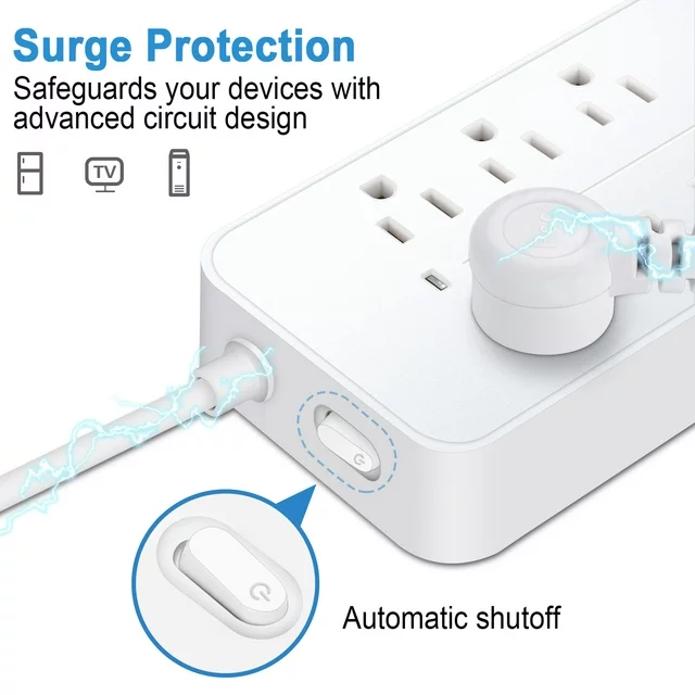 Lefree Power Strip Surge Protector Extension Cord with Multi Outlets USB Ports