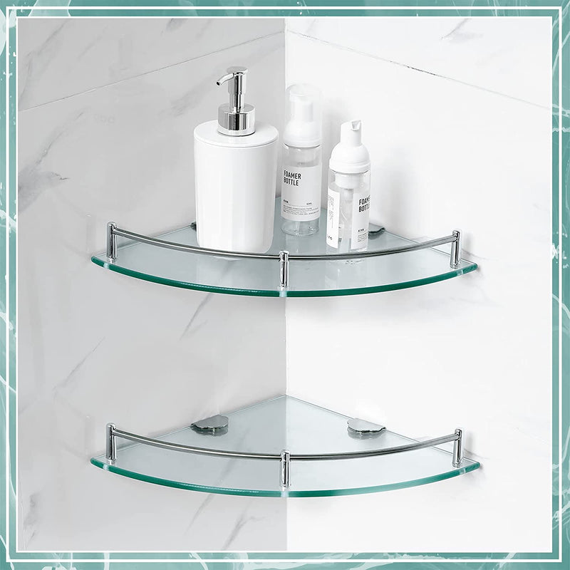 Lefree Bathroom Tempered Glass Shelf Floating Wall Shelves 4 Pack