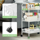 Lefree 3 Tier Rolling Utility Cart Metal Storage Carrier with Wheels White