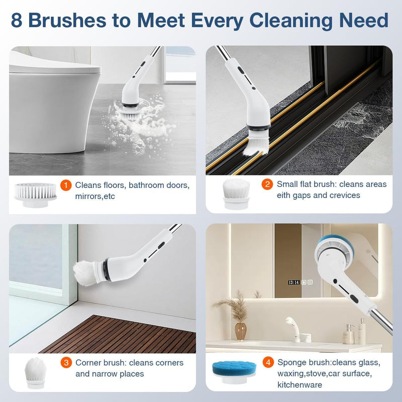 Electric Cleaning Brush Household Multifunctional Cleaning Brush 8 in 1  Wireless Cleaning Brush For Bathroom Kitchen Toilet