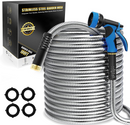 Metal Garden Hose 100FT/75FT/50FT/25FT，304 Stainless Steel Water Hose