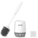 Lefree Silicone Toilet Brush and Holder Set, Toilet Bowl Brush with Ventilated Holder for Bathroom, Floor Standing & Wall Mounted Toilet Scrubber Without Drilling
